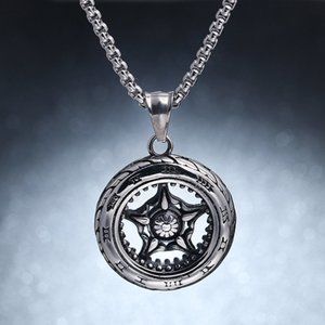 ❤️Tire pendant Roman style numerals pendant necklace for women/men, N90201P177